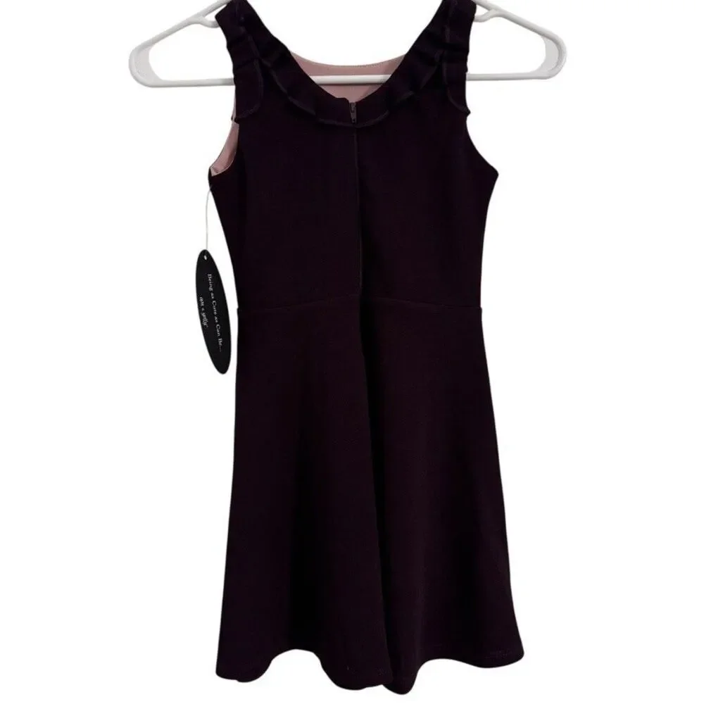 Ava & Yelly Girls Size 7 Ruffle Sleeveless Skater Dress Plum Purple color
